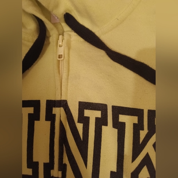 PINK VS Full Zip Hoodie Neon Yellow Highlighter & Blk Block Logo 😍🔥💎 - Picture 3 of 4